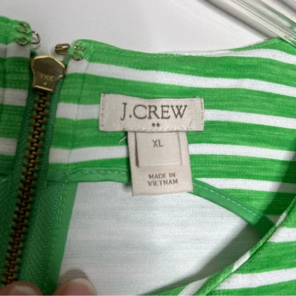 J. Crew Factory Green and White Stripe Sleeveless Exposed Zipper Dress Size XL - Picture 5 of 9